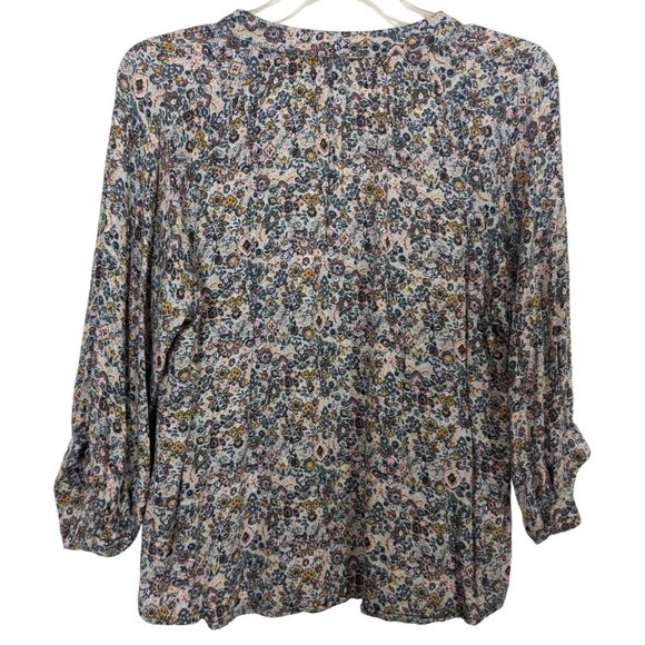 Roan‎ + Ryan 3/4" balloon sleeve V neck floral print pull over blouse size S - Picture 9 of 12